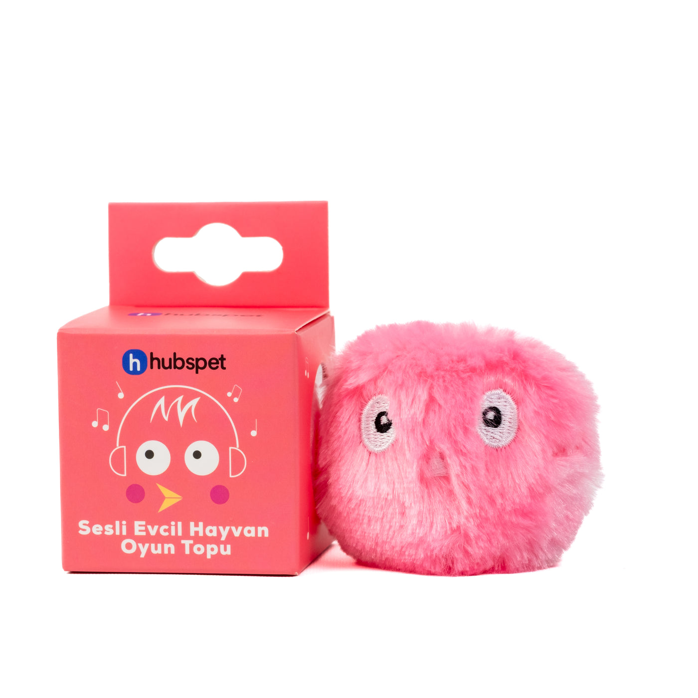 Hubspet Kedi Köpek Oyun Topu | İnteraktif, Kuş Sesli Dayanıklı Peluş Oyuncak, Pil Dahil (Pembe-H110)