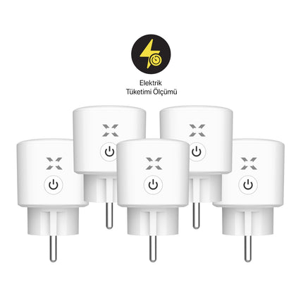 Akıllı Enerji Ölçümlü Akım Korumalı Priz 5li set- X7010-5