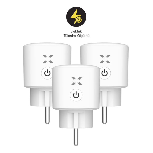 Akıllı Enerji Ölçümlü Akım Korumalı Priz  3lü X7010-3