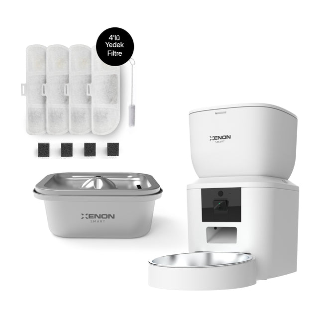 Akıllı Mama Kabı, Çelik Su Pınarı ve Filtre Seti