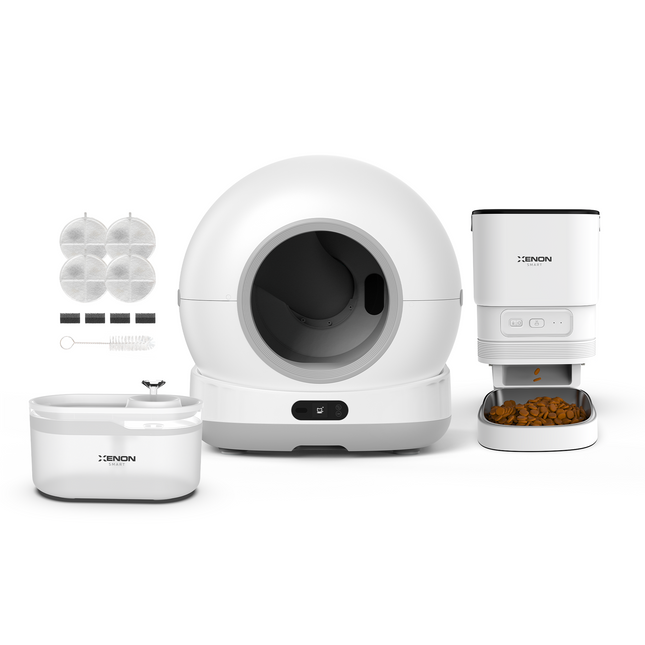 Akıllı Kameralı Kedi Tuvaleti, Mama Kabı ve Su Pınarı 4'lü Pet Ürünleri Seti