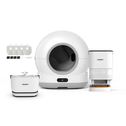 Akıllı Kameralı Kedi Tuvaleti, Mama Kabı ve Otomatik Su Pınarı 4'lü Pet Ürünleri Seti