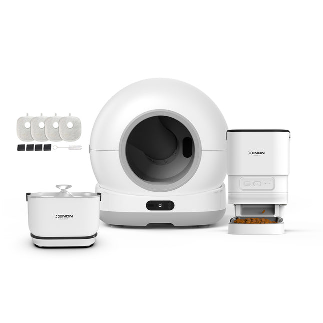 Akıllı Kameralı Kedi Tuvaleti, Mama Kabı ve Otomatik Su Pınarı 4'lü Pet Ürünleri Seti