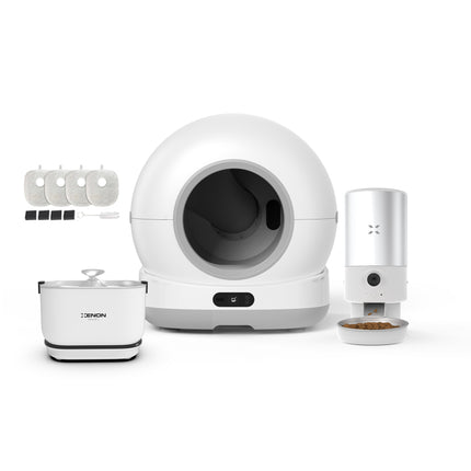 Akıllı Kameralı Kedi Tuvaleti, Çelik Mama Kabı ve Otomatik Su Pınarı 4'lü Pet Ürünleri Seti