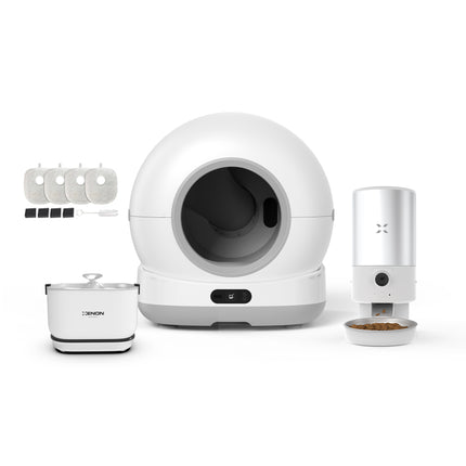 Akıllı Kedi Tuvaleti, Çelik Mama Kabı ve Otomatik Su Pınarı 4'lü Pet Ürünleri Seti