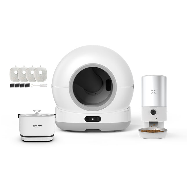 Akıllı Kedi Tuvaleti, Çelik Mama Kabı ve Otomatik Su Pınarı 4'lü Pet Ürünleri Seti