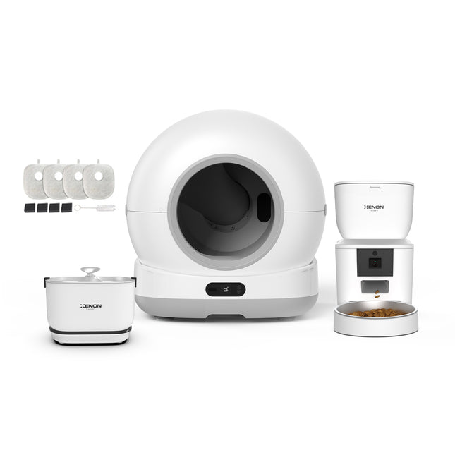 Akıllı Kedi Tuvaleti, Mama Kabı ve Otomatik Su Pınarı 4'lü Pet Ürünleri Seti