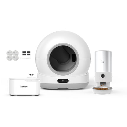 Akıllı Kedi Tuvaleti, Çelik Mama Kabı ve Su Pınarı 4'lü Pet Ürünleri Seti