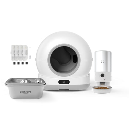 Akıllı Kameralı Kedi Tuvaleti, Çelik Mama Kabı ve Çelik Su Pınarı 4'lü Pet Ürünleri Seti