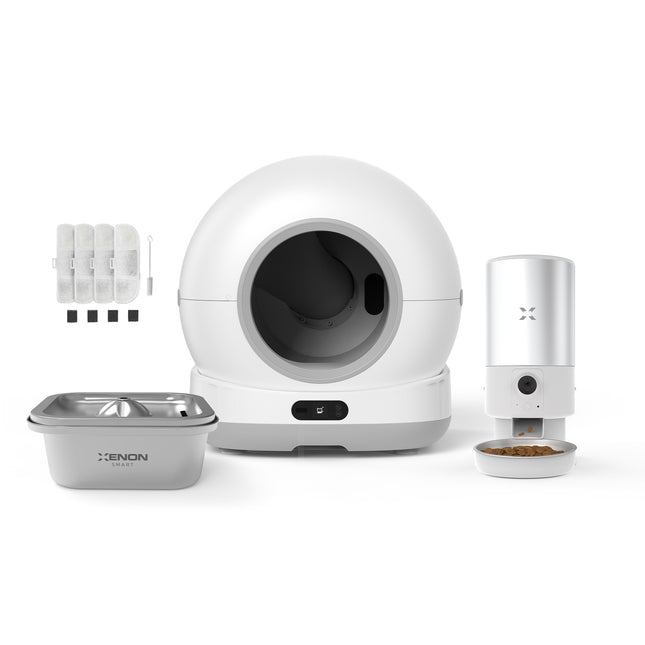 Akıllı Kedi Tuvaleti, Çelik Mama Kabı ve Çelik Su Pınarı 4'lü Pet Ürünleri Seti