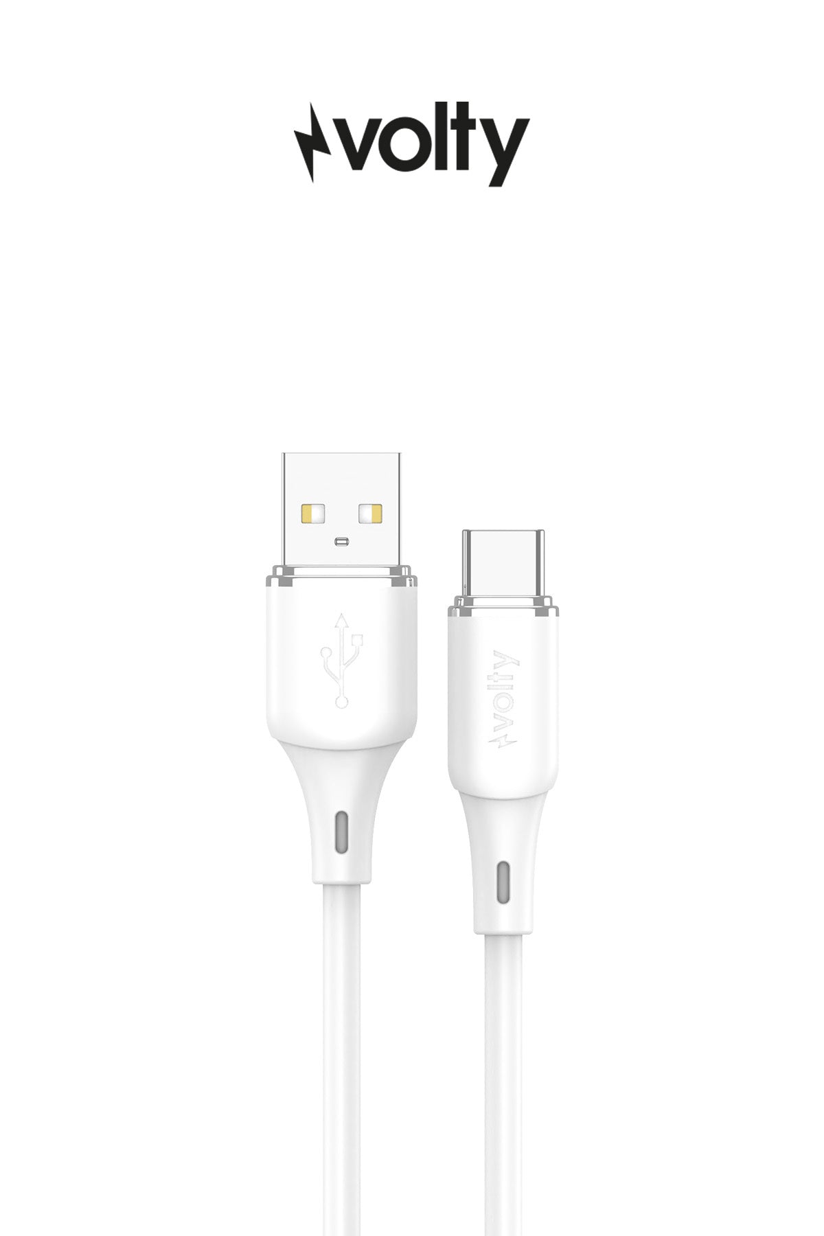 Volty USB-A to Type-C Hızlı Şarj Kablosu 15W QC 3.0, 480Mbps, 1.2m - Beyaz