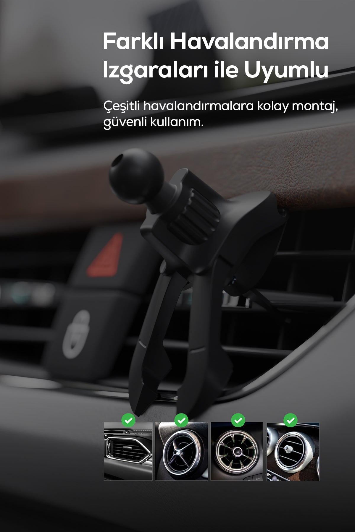 Volty Kablosuz Şarj Standı (Araç İçi) 15W Qi, Otomatik Telefon Tutucu, LED Gösterge