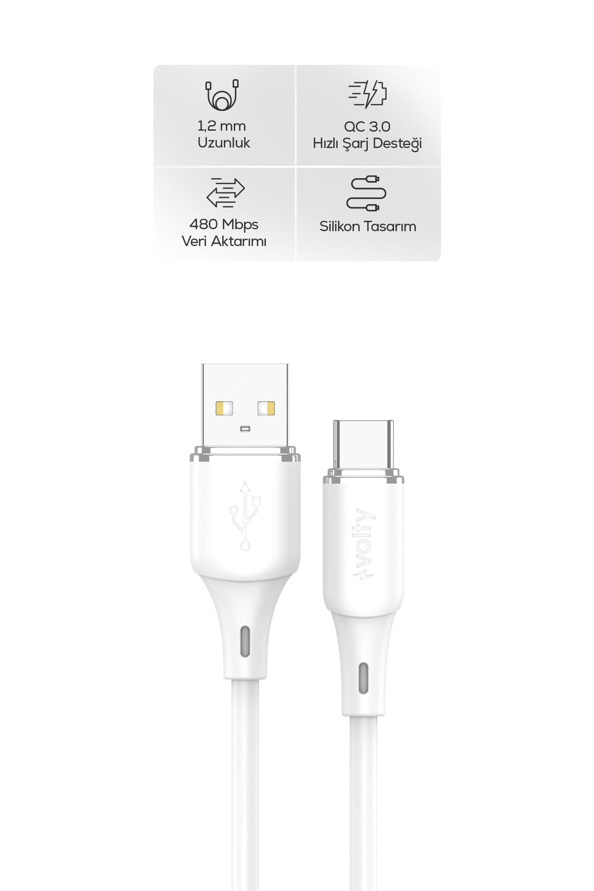 Volty V0203002 USB-A to Type-C Şarj Kablosu