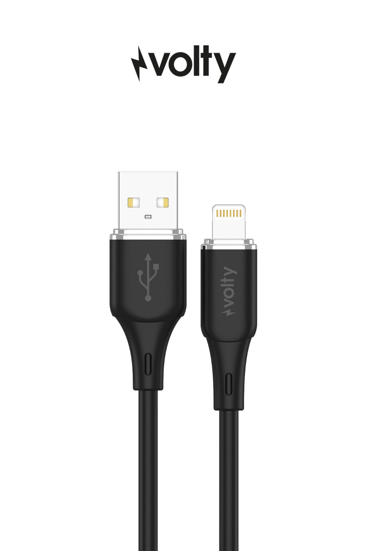 Volty USB-A to Lightning Hızlı Şarj Kablosu 12W 2.4A, 480Mbps, 1.2m - Siyah