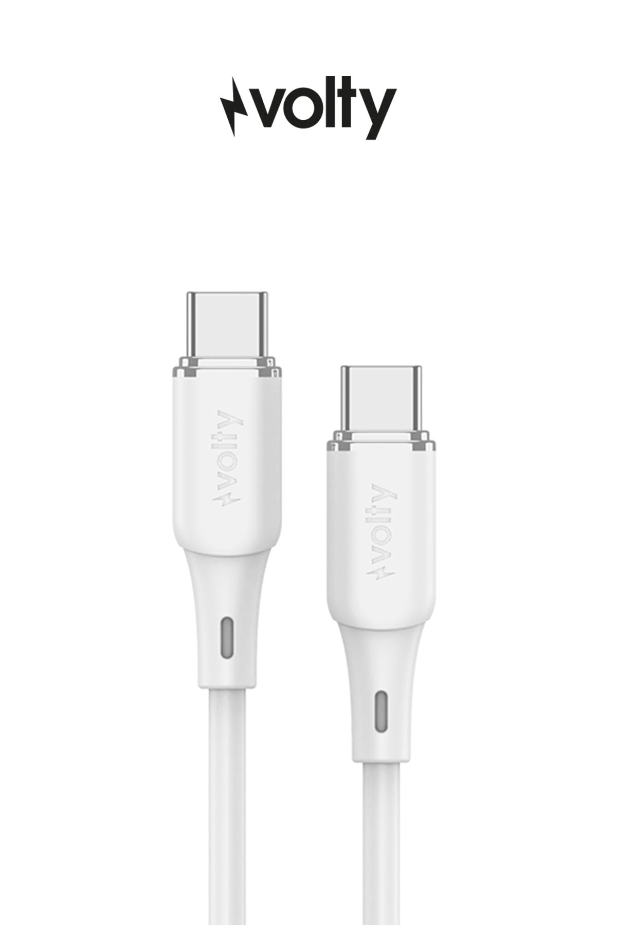 Volty Type-C to Type-C Hızlı Şarj Kablosu 60W PD, 480Mbps, 1.2m - Beyaz