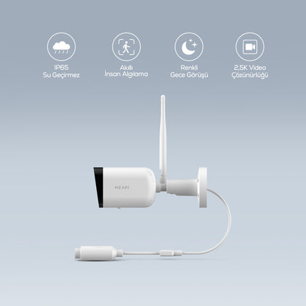 Meari L1 Plus 4MP Akıllı Dış Mekan Wi-Fi IP Güvenlik Kamerası Ethernet IP65