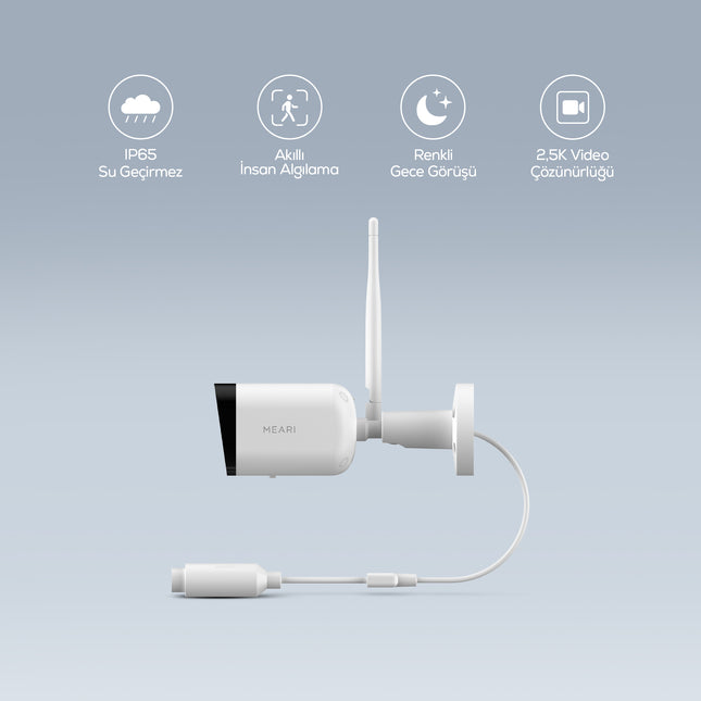 Meari L1 Plus 4MP Akıllı Dış Mekan Wi-Fi IP Güvenlik Kamerası Ethernet IP65