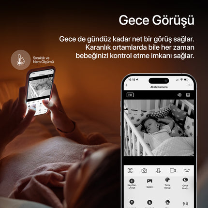 Akıllı Çift Kameralı Monitörlü Bebek Kamerası