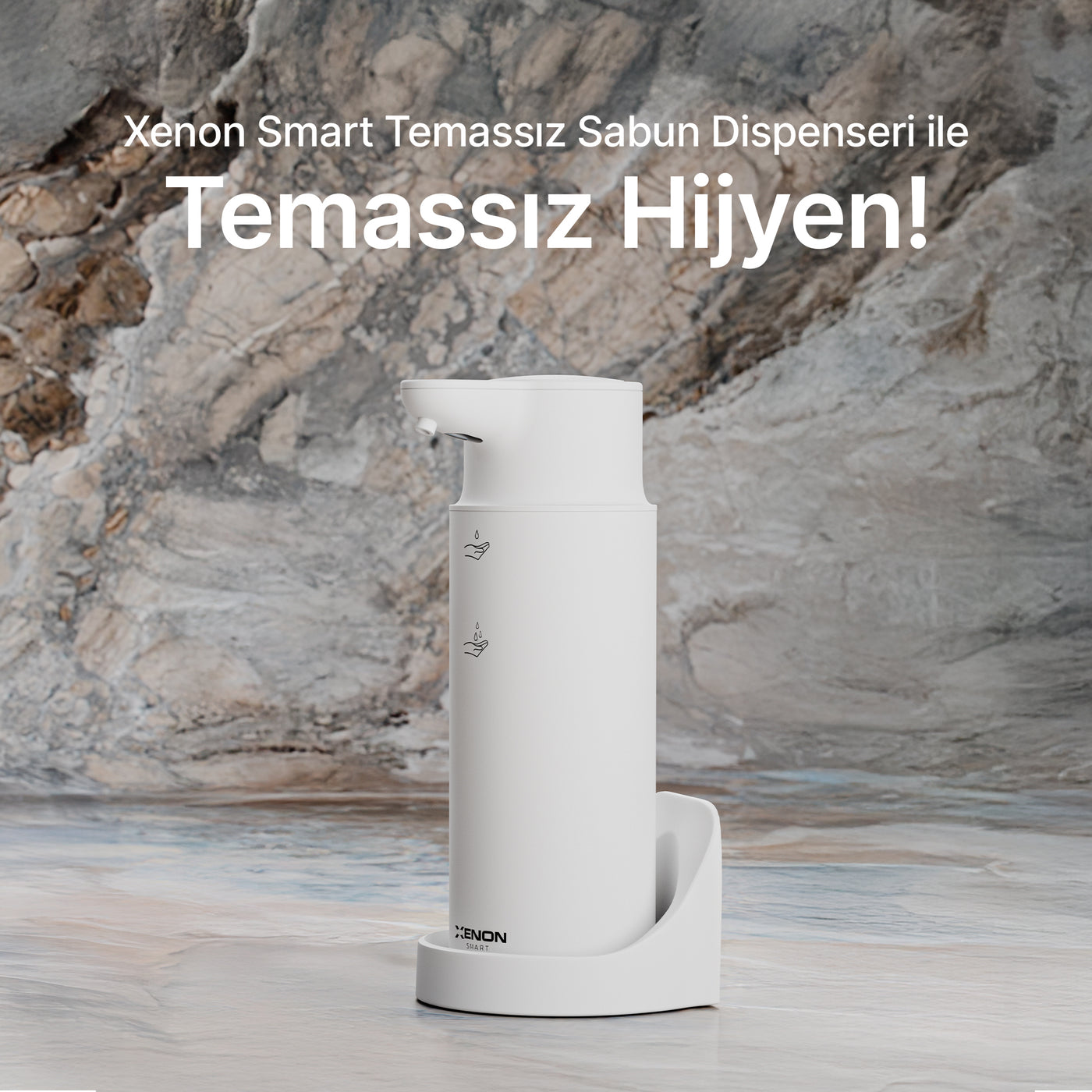 Xenon Smart Sensörlü Sıvı Sabunluk | 1500mAh, Type-C Şarjlı, Paslanmaz Çelik, 300ml, 2 Kademeli (Gümüş-X6840)
