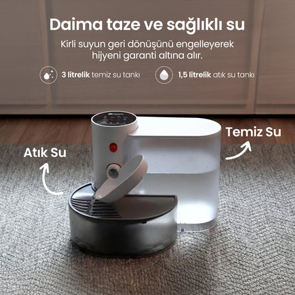 Hubspet Kedi Su Pınarı | Otomatik, Şarjlı, 3L, 180 Gün Pil Ömrü, Kablosuz, Akıllı Su Sebili (H310)