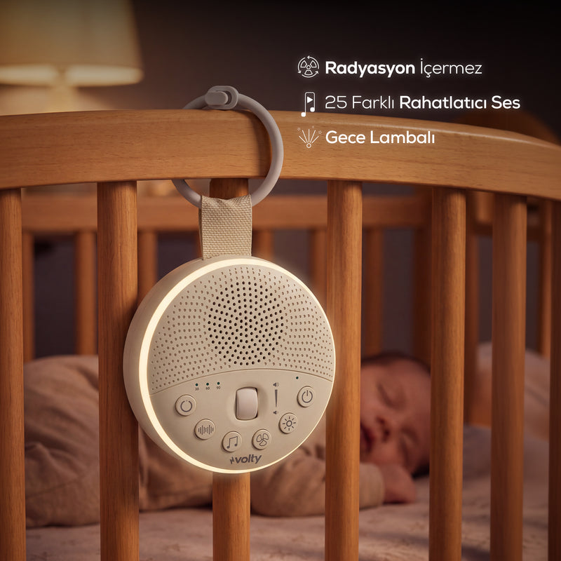 Volty Bebek Uyku Arkadaşı | 21 Sesli Beyaz Gürültü Makinesi, Gece Lambalı, Çocuk Kilitli, (V0501001)