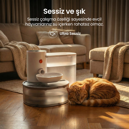 Hubspet Kedi Su Pınarı | Otomatik, Şarjlı, 3L, 180 Gün Pil Ömrü, Kablosuz, Akıllı Su Sebili (H310)