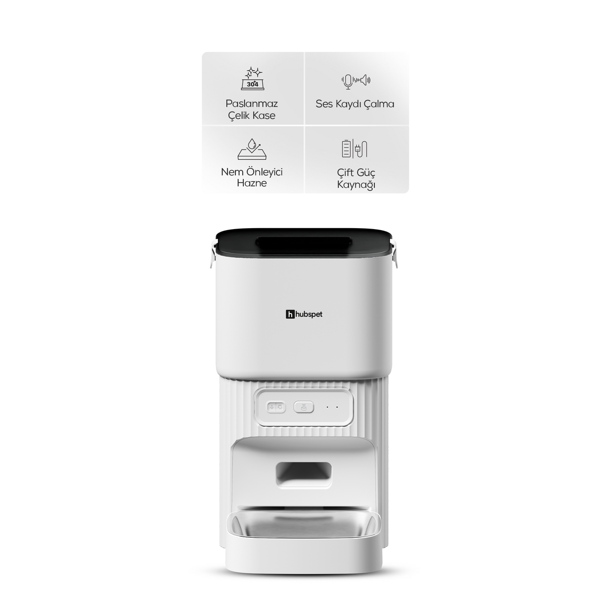Hubspet Otomatik Mama Kabı | WiFi Uygulama Kontrollü, 4L Paslanmaz Çelik Kase, Ses Kayıtlı (H500)