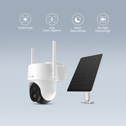 Meari V1 3MP Akıllı 4G Dış Mekan Güvenlik Kamerası 8W Solar Panel IP65