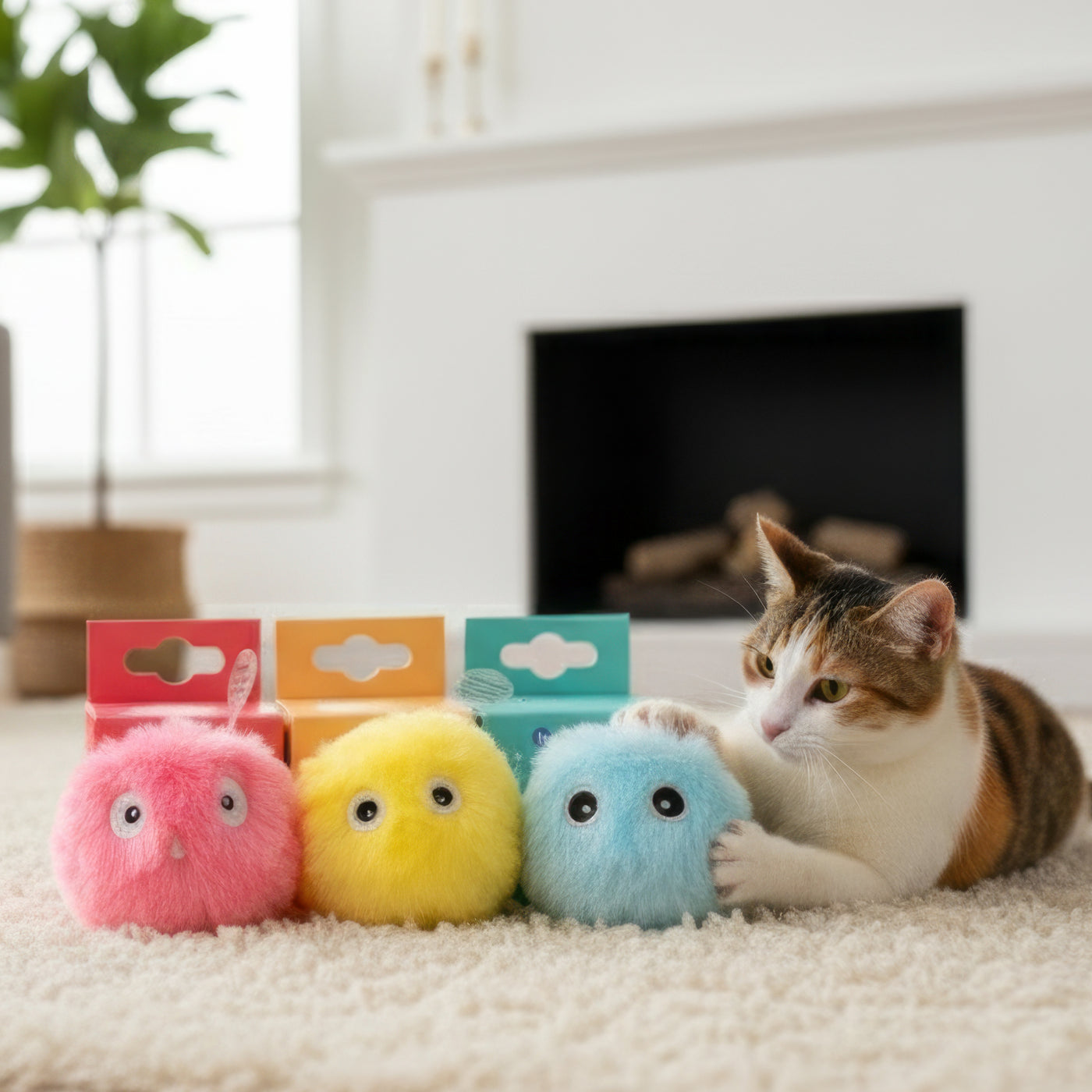 Hubspet Kedi Köpek Oyun Topu | İnteraktif, Kuş Sesli Dayanıklı Peluş Oyuncak, Pil Dahil (Sarı-H112)