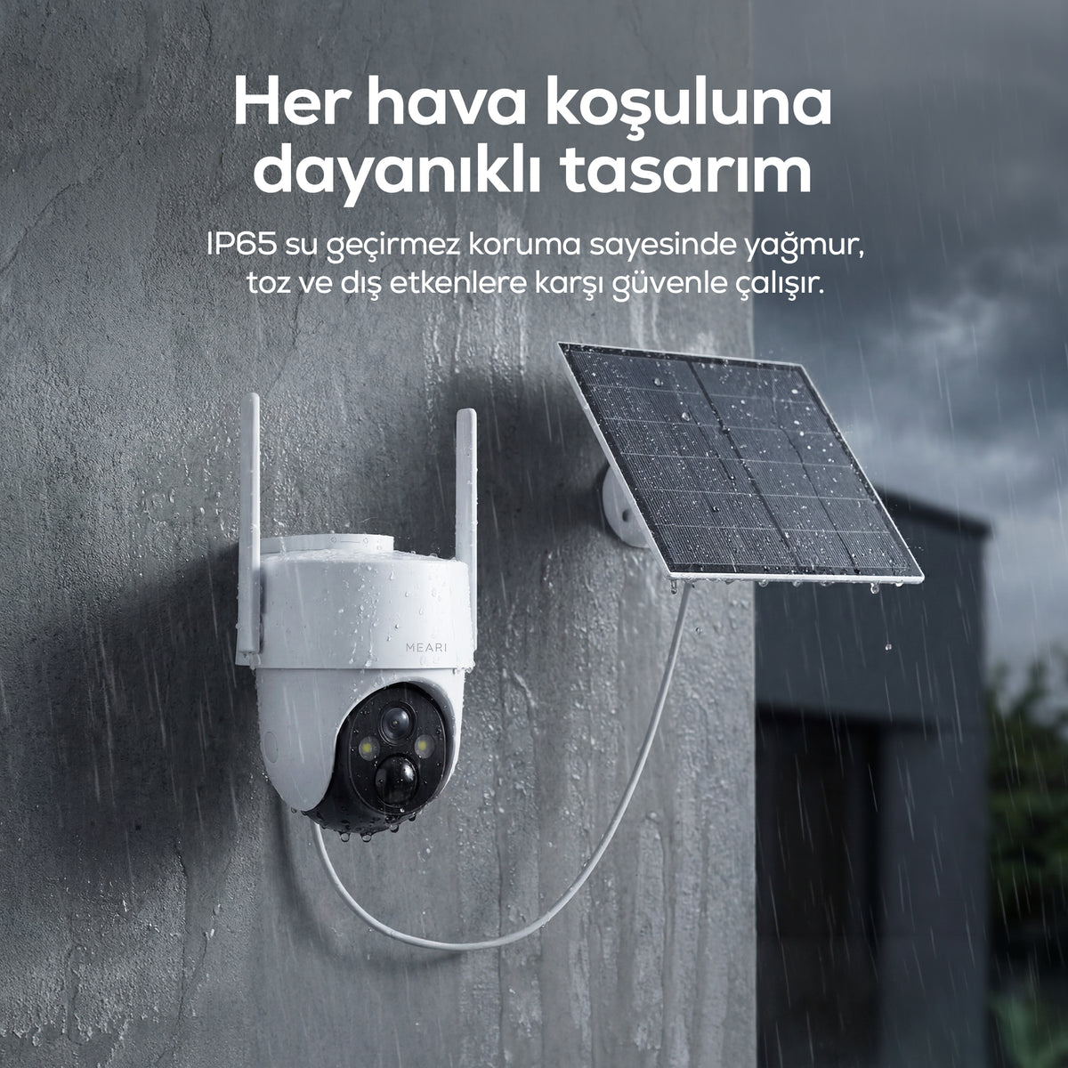 Meari V1 3MP Akıllı 4G Dış Mekan Güvenlik Kamerası 8W Solar Panel IP65