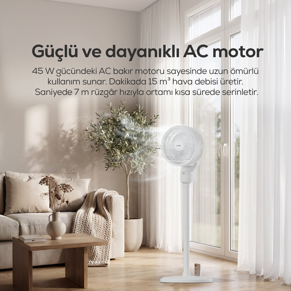 Volty Ayaklı Vantilatör | 3D Salınımlı, Kumandalı, Aromaterapi, Ultra Sessiz, 7s Zamanlı (V0402101)