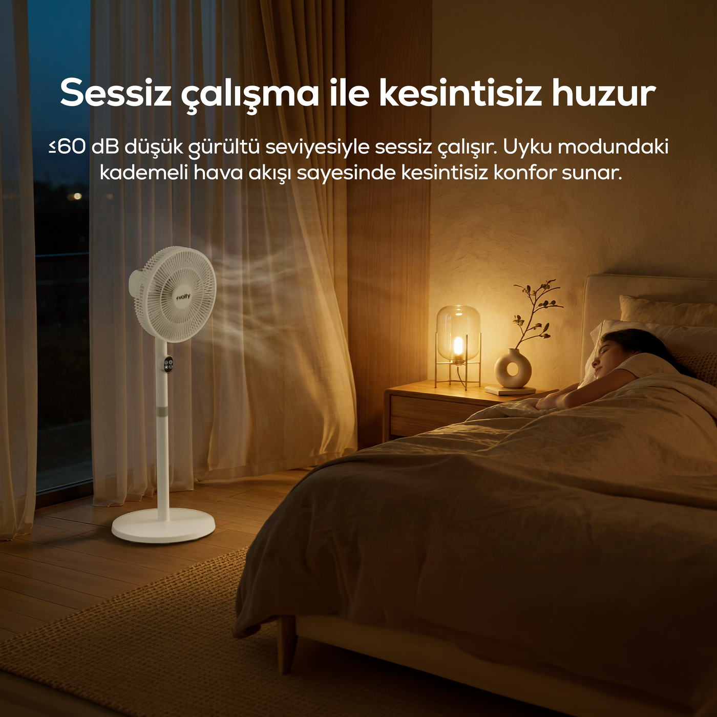 Volty Ayaklı Vantilatör | 23W, 24 Kademe, Kumandalı, Otomatik Salınım, Boy Ayarlı (V0402102)