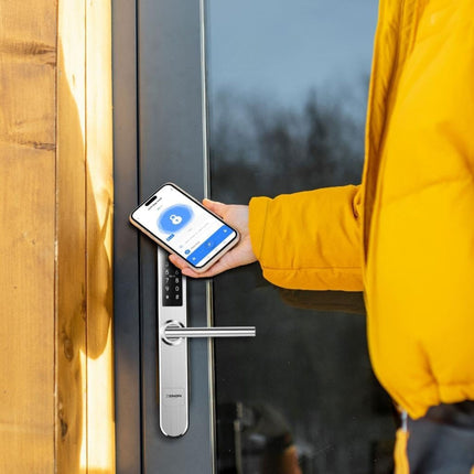 Akıllı Kapı Kilidi Parmak İzi Şifre Girişli Gümüş