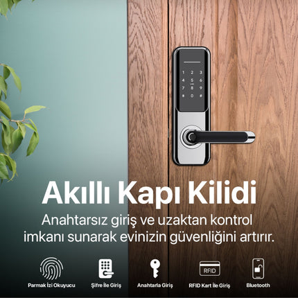 Akıllı Kapı Kilidi Parmak İzi Şifre Girişli