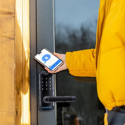 Akıllı Kapı Kilidi Parmak İzi Şifre Girişli Siyah