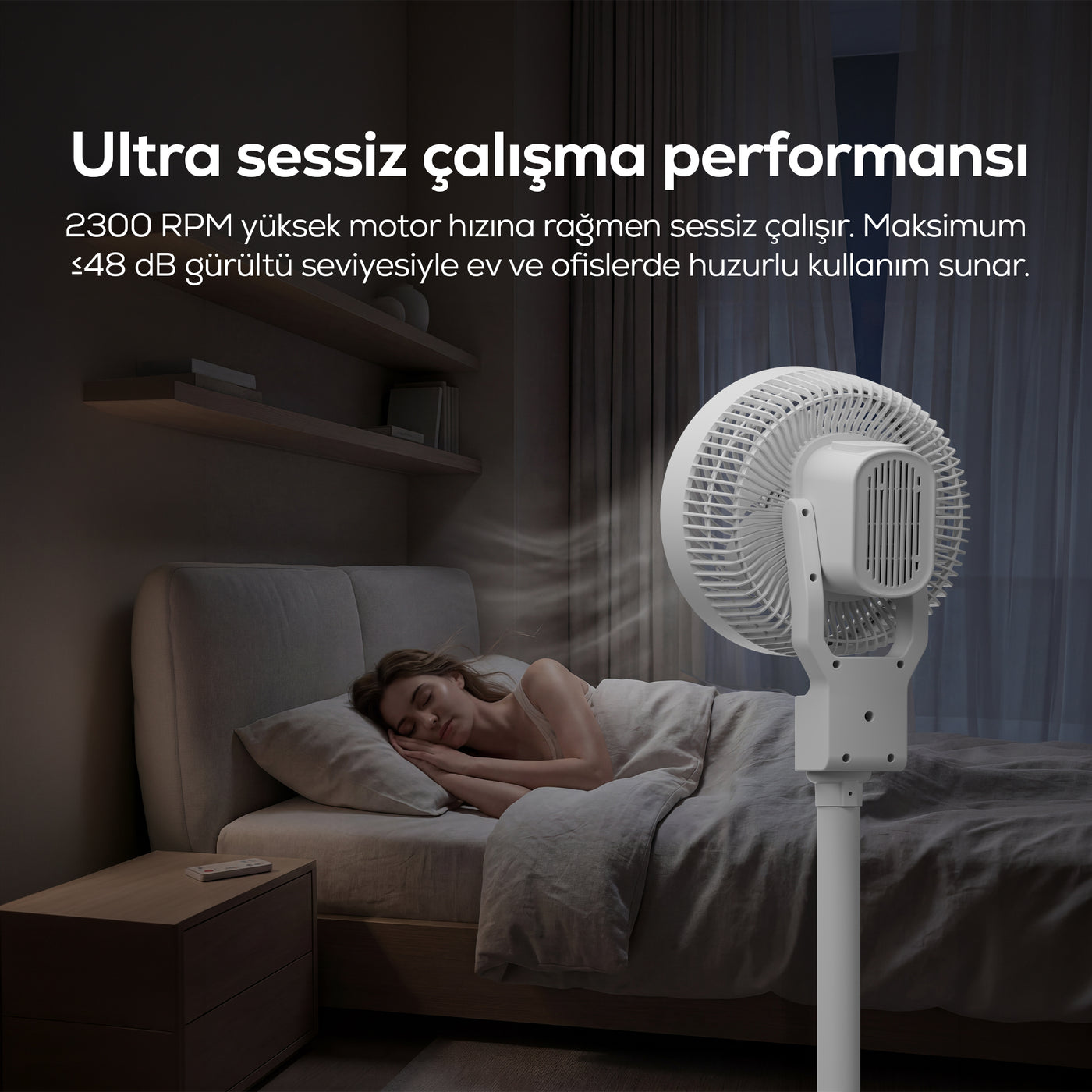 Volty Ayaklı Vantilatör | 3D Salınımlı, Kumandalı, Aromaterapi, Ultra Sessiz, 7s Zamanlı (V0402101)