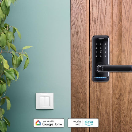 Akıllı Kapı Kilidi Parmak İzi Şifre Girişli Siyah