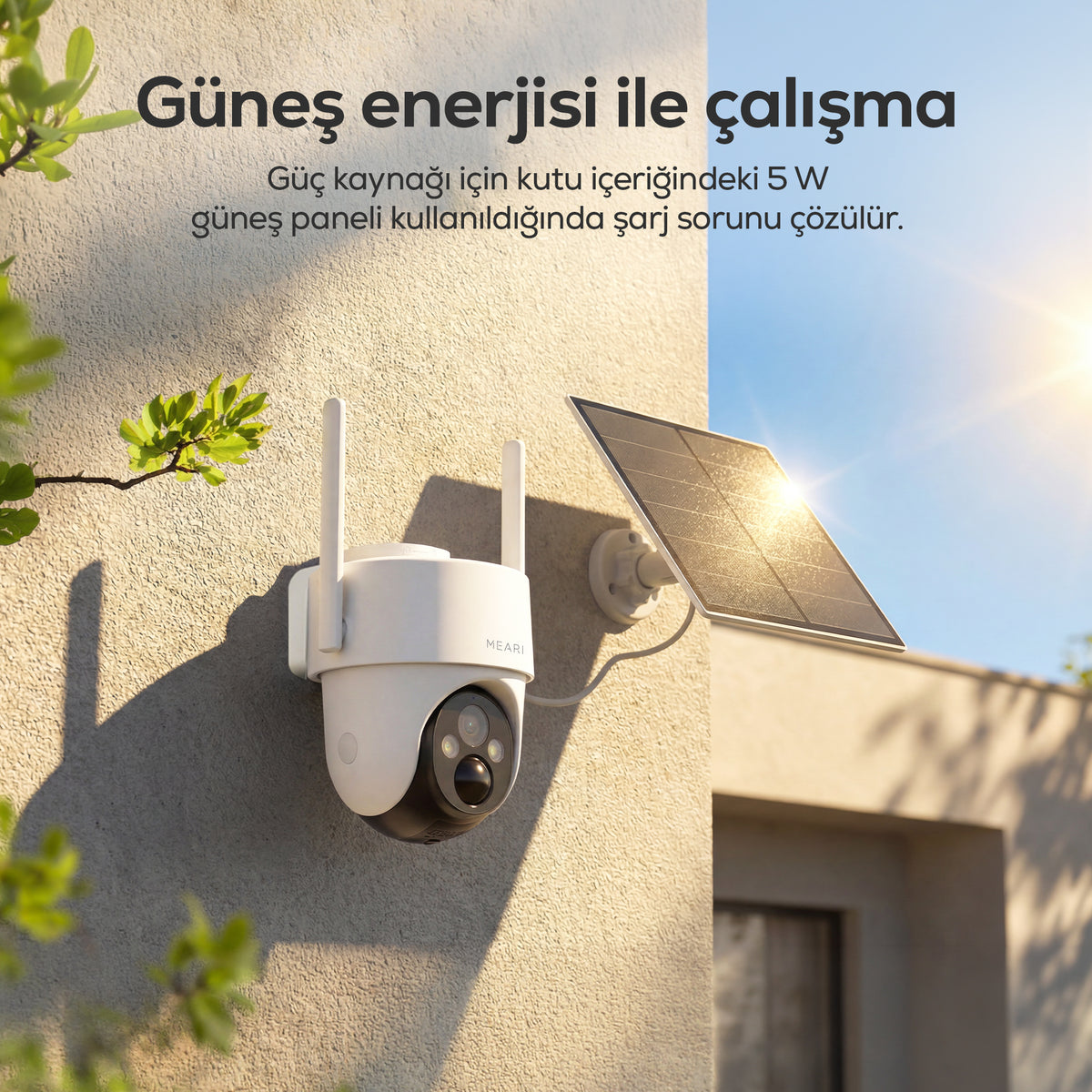 Meari S2 Plus 3MP Akıllı Dış Mekan Wi-Fi Güvenlik Kamerası 256GB IP65 Ethernet