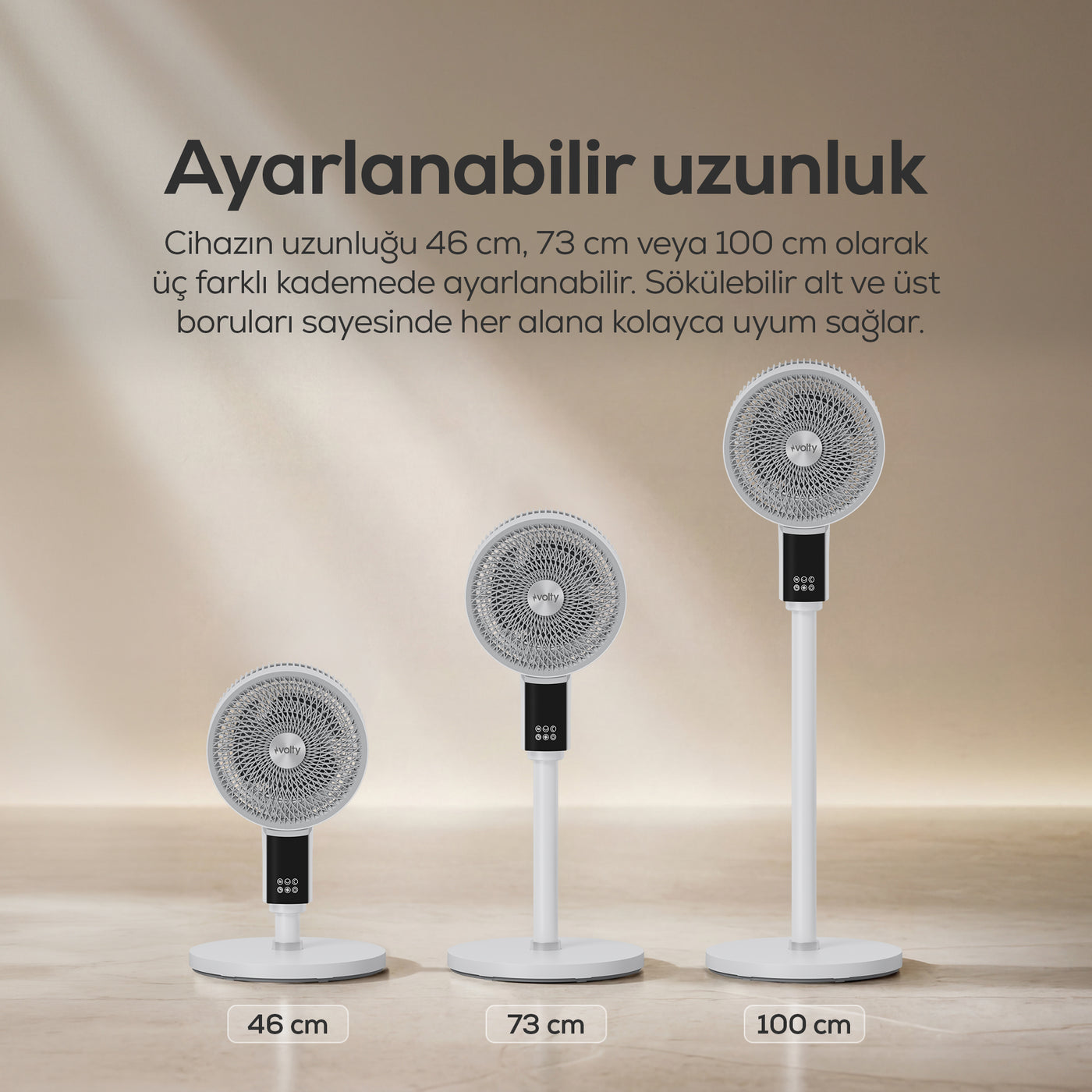 Volty Ayaklı Vantilatör | 45W, 3D Salınımlı, Aromaterapi, Kumandalı, Boy Ayarlı (V0402103)