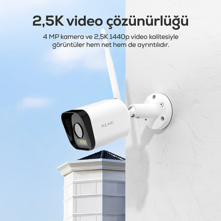 Meari L1 Plus 4MP Akıllı Dış Mekan Wi-Fi IP Güvenlik Kamerası Ethernet IP65