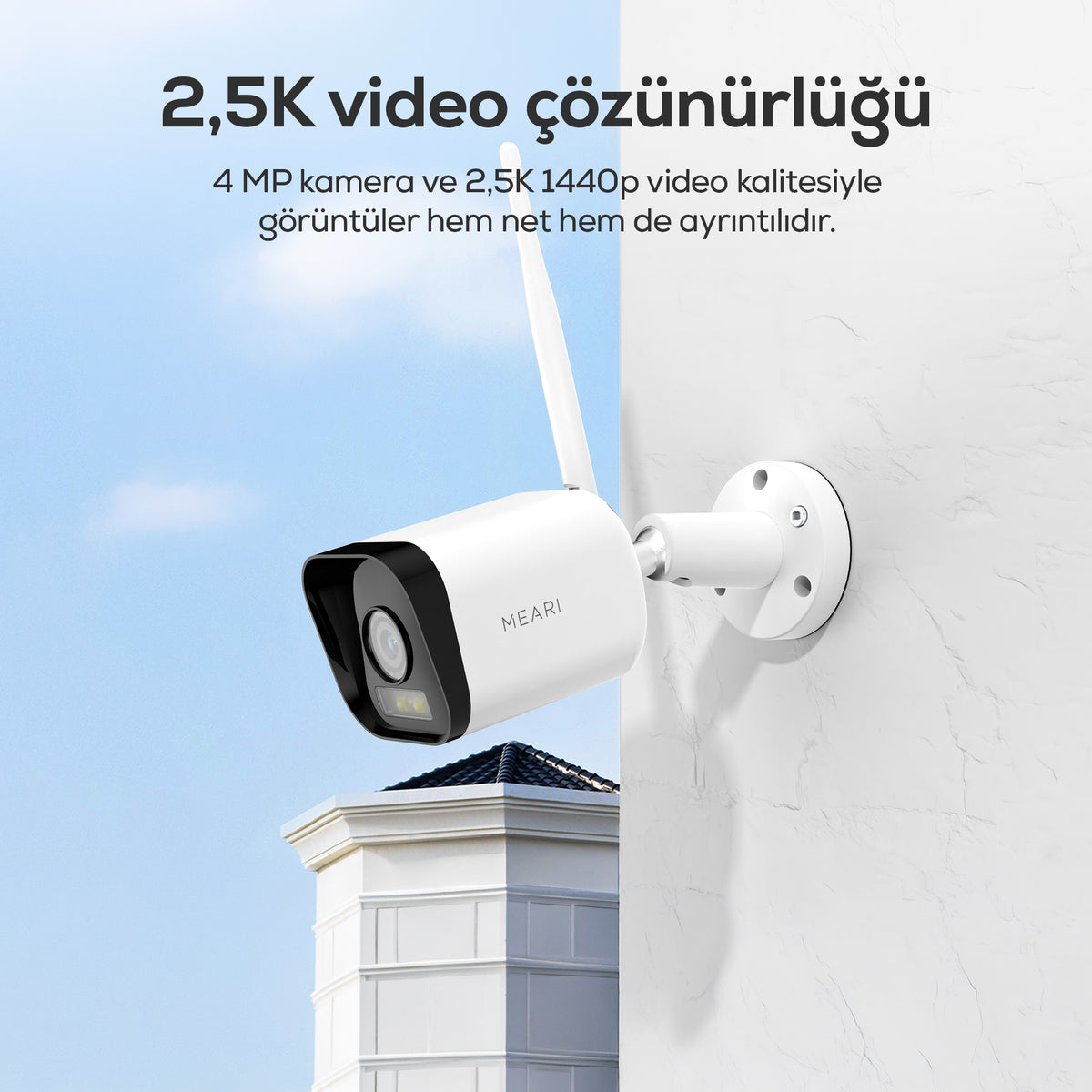 Meari L1 Plus 4MP Akıllı Dış Mekan Wi-Fi IP Güvenlik Kamerası Ethernet IP65