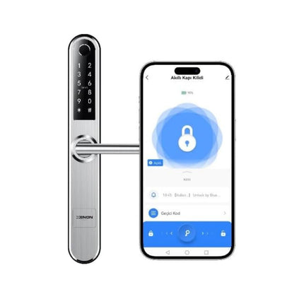 Akıllı Kapı Kilidi Parmak İzi Şifre Girişli Gümüş