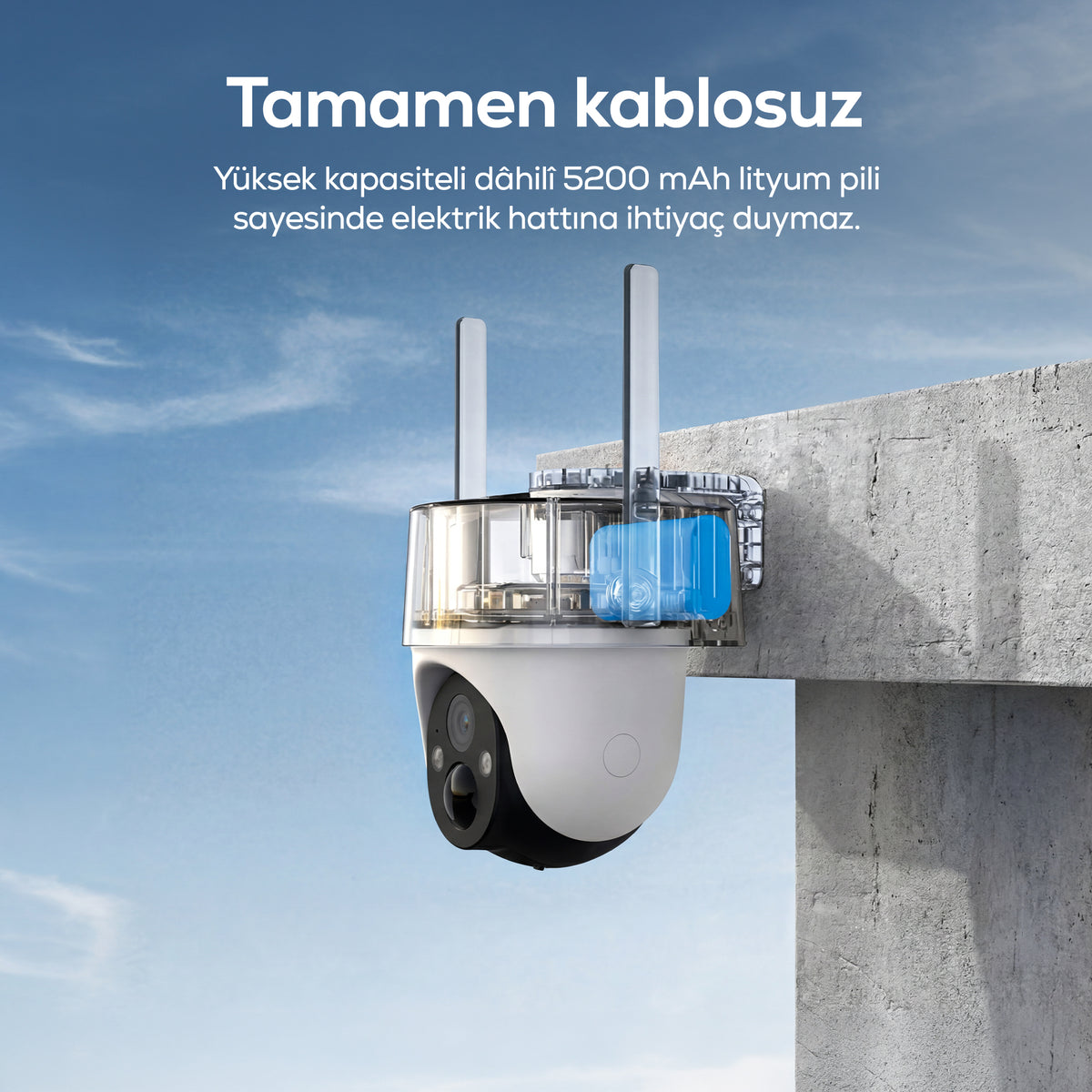 Meari N2 3MP Akıllı Dış Mekan Wi-Fi Kamera 5W Solar Panel Pan/Tilt IP65