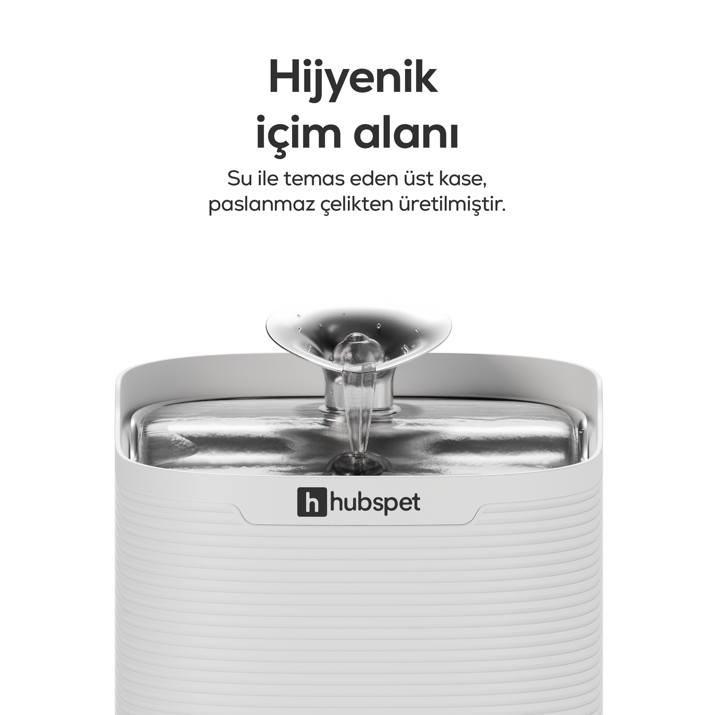 Hubspet Kedi Su Pınarı | 5200 mAh, 2.5L, Kablosuz, Hareket Sensörü Modu, Çelik Kase (H312)