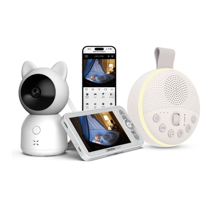 Akıllı Monitörlü Bebek Kamerası ve Beyaz Gürültü Pış Pış Sesi Bebek Uyku Arkadaşı Seti