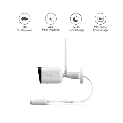 Meari L1 Plus 4MP Akıllı Dış Mekan Wi-Fi IP Güvenlik Kamerası Ethernet IP65