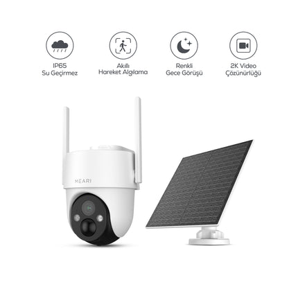 Meari N2 3MP Akıllı Dış Mekan Wi-Fi Kamera 5W Solar Panel Pan/Tilt IP65