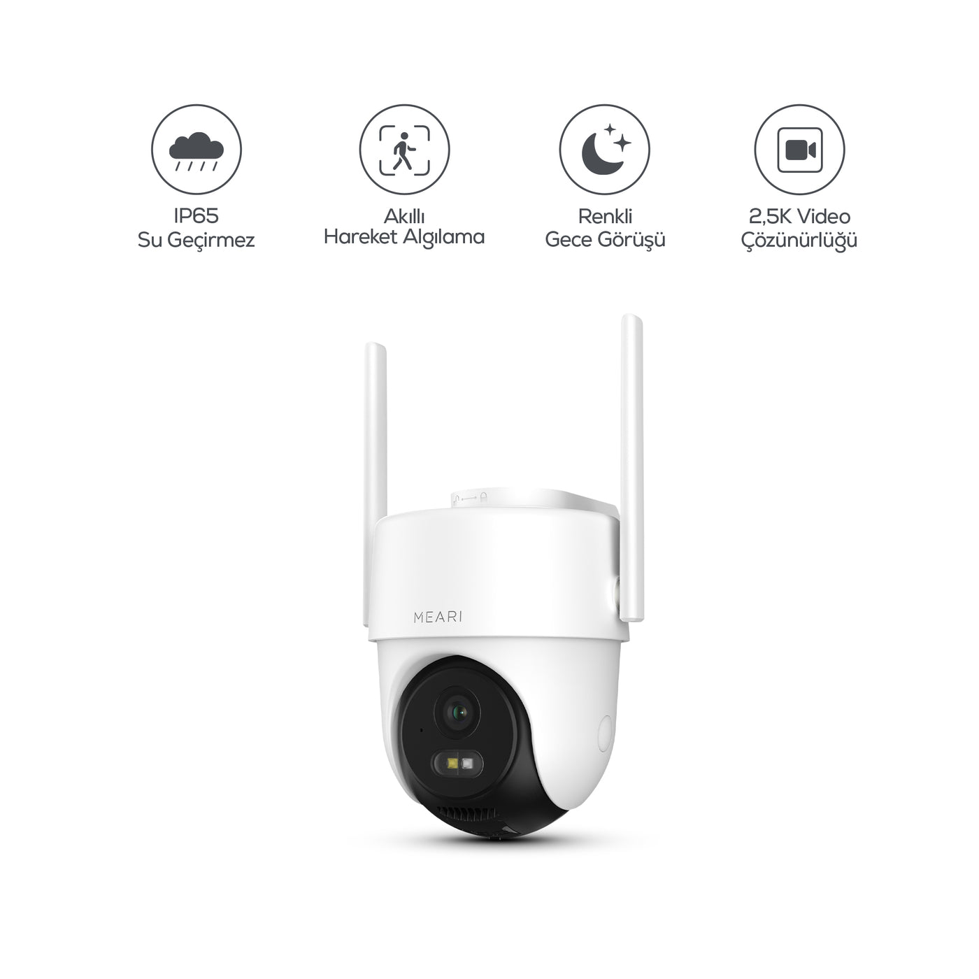 Meari S2 Plus 3MP Akıllı Dış Mekan Wi-Fi Güvenlik Kamerası 256GB IP65 Ethernet