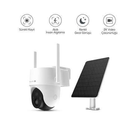 Meari V1 3MP Akıllı 4G Dış Mekan Güvenlik Kamerası 8W Solar Panel IP65