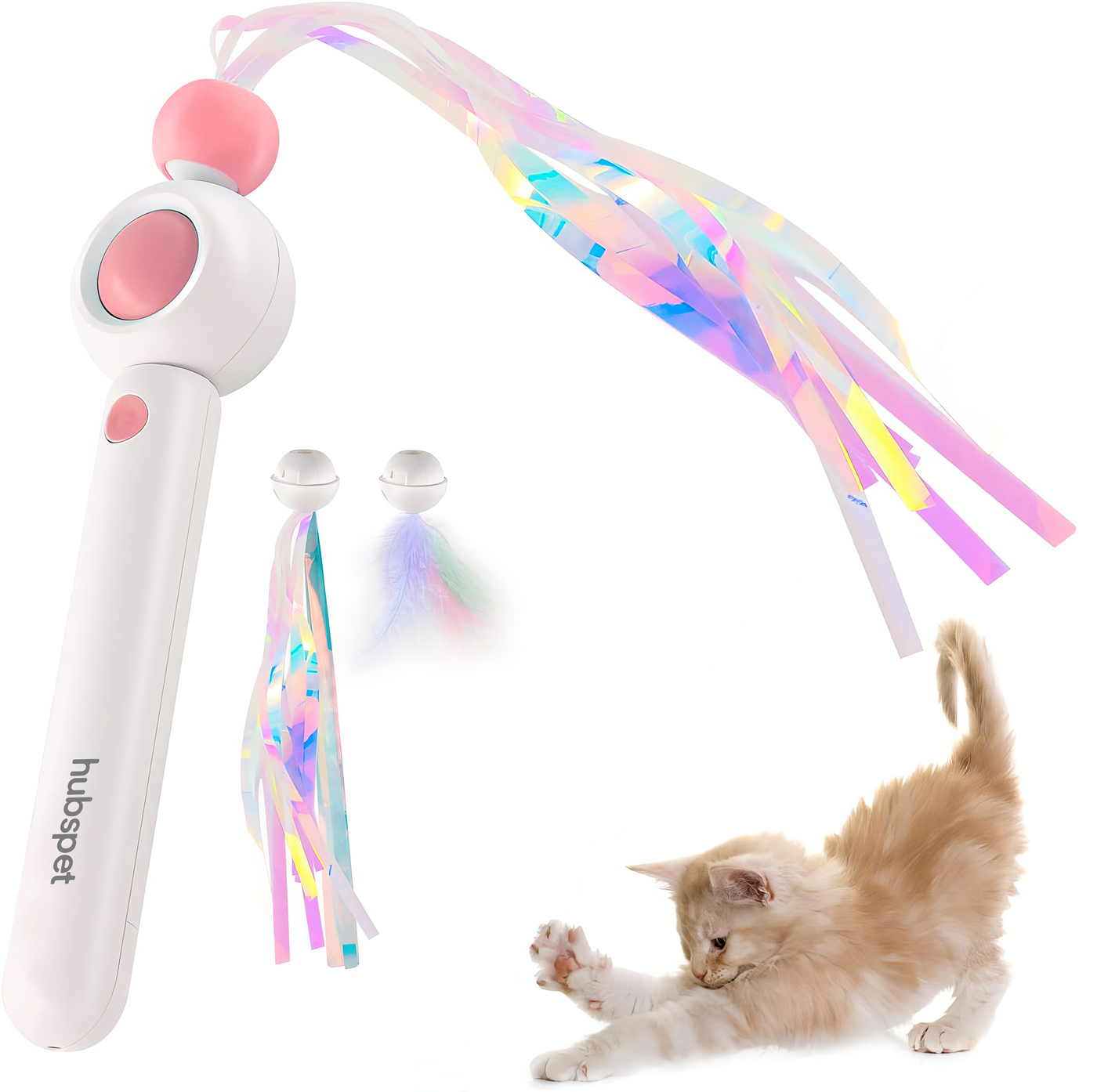 Hubspet Kedi Oyun Oltası | Teleskopik Uzayan Çubuk, 85cm İp, 2 Farklı Yedek Başlıklı Oyuncak (Mavi-H150)